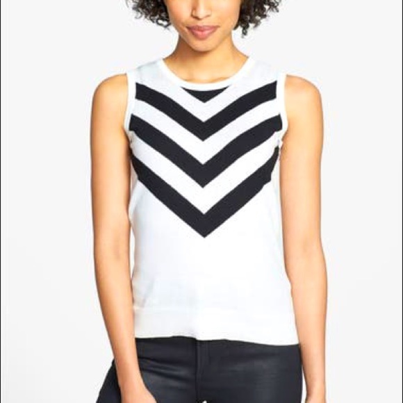 Anne Klein Chevron Cotton Blend Blouse Size Small - Picture 1 of 8